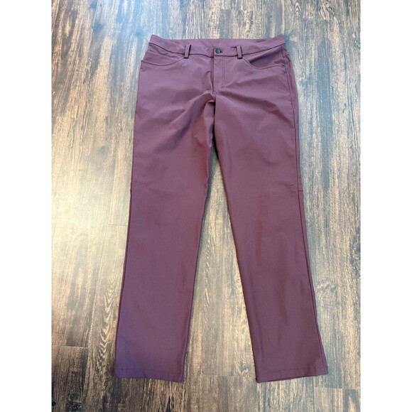 Lululemon Men's ABC Pants Warpstreme Sz 36x33 Maroon Slim Fit - Picture 1 of 7